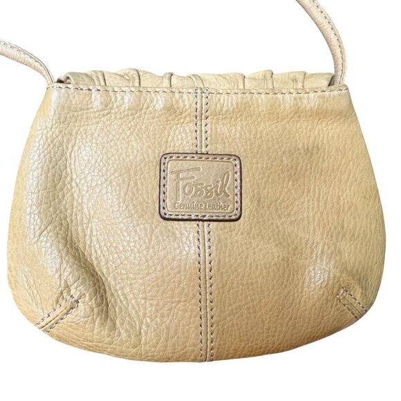 Fossil Genuine Leather Purse Yellow Crossbody Bag Zippered Pocket Snap Closure - Picture 2 of 5